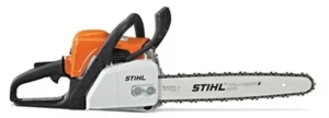 Orange Stihl MS170 professional chainsaw with cutting chain and guide bar from Joo Huat Chai Kee inventory