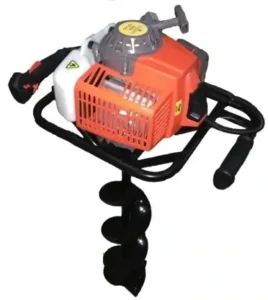 Red Giant GT-63 handheld earth auger drill with black spiral bit available at Joo Huat Chai Kee