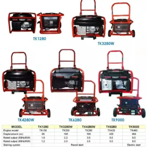 TOKEN gasoline generators with copper alternator available at Joo Huat Chai Kee featuring multiple models and specs